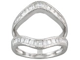 White Cubic Zirconia Rhodium Over Sterling Silver Ring With Guard 3.65ctw