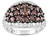 brown and white cubic zirconia rhodium over sterling silver ring 5.35ctw