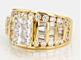 White Cubic Zirconia 18k Yellow Gold Over Sterling Silver Ring 5.62ctw