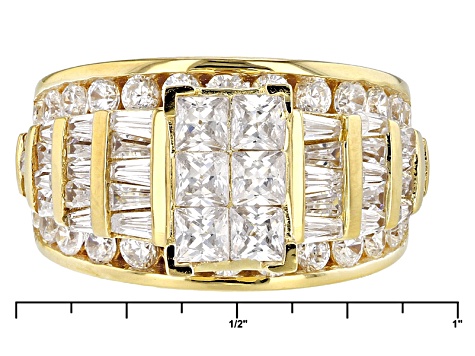 White Cubic Zirconia 18k Yellow Gold Over Sterling Silver Ring 5.62ctw