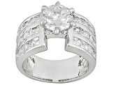 Cubic Zirconia Rhodium Over Sterling Silver Ring 7.39ctw