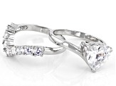 Cubic Zirconia Rhodium Over Sterling Silver Heart Ring With Band 5.92ctw