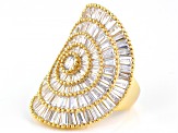White Cubic Zirconia 18K Yellow Gold Over Sterling Silver Ring 9.55ctw