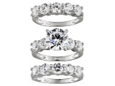 Cubic Zirconia Rhodium Over Sterling Silver Womens Wedding Set Ring 8.57ctw