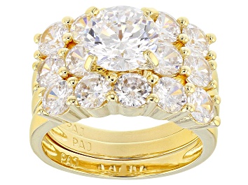 Picture of Cubic Zirconia 18k Yellow Gold Over Sterling Silver Womens Wedding Set Ring 8.57ctw