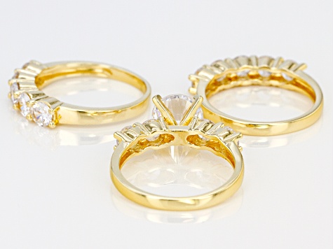 Cubic Zirconia 18k Yellow Gold Over Sterling Silver Womens Wedding Set ...