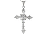 White Cubic Zirconia Rhodium Over Sterling Silver Cross Pendant With Chain 2.95ctw (1.49ctw DEW)