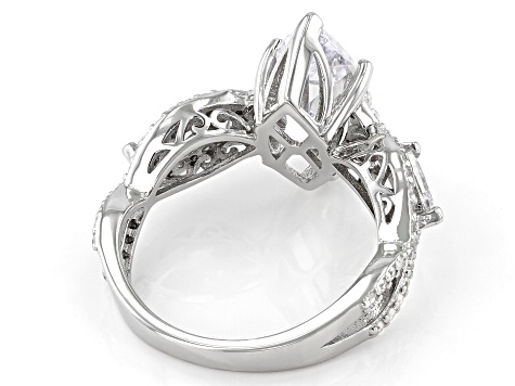 White Cubic Zirconia Rhodium Over Sterling Silver Ring 5.33ctw