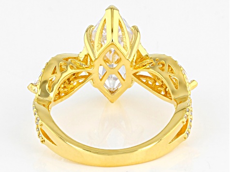 White Cubic Zirconia 18K Yellow Gold Over Sterling Silver Ring 5.33ctw