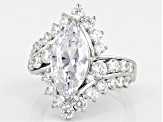 White Cubic Zirconia Platinum Over Sterling Silver Ring 7.18ctw (3.93ctw DEW)