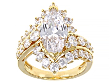 Picture of White Cubic Zirconia 18k Yellow Gold Over Sterling Silver Ring 7.18ctw (3.93ctw DEW)