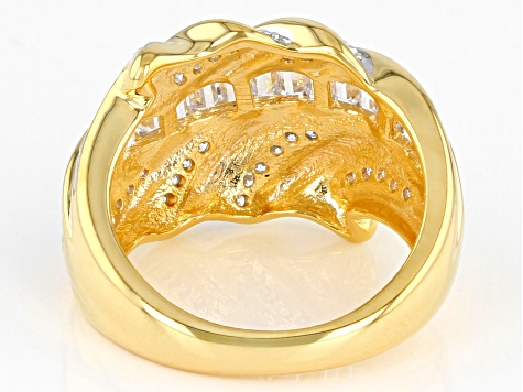 White Cubic Zirconia 18k Yellow Gold Over Sterling Silver Ring 1.55ctw