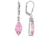 Pink And White Cubic Zirconia Rhodium Over Sterling Silver Earrings 9.17ctw