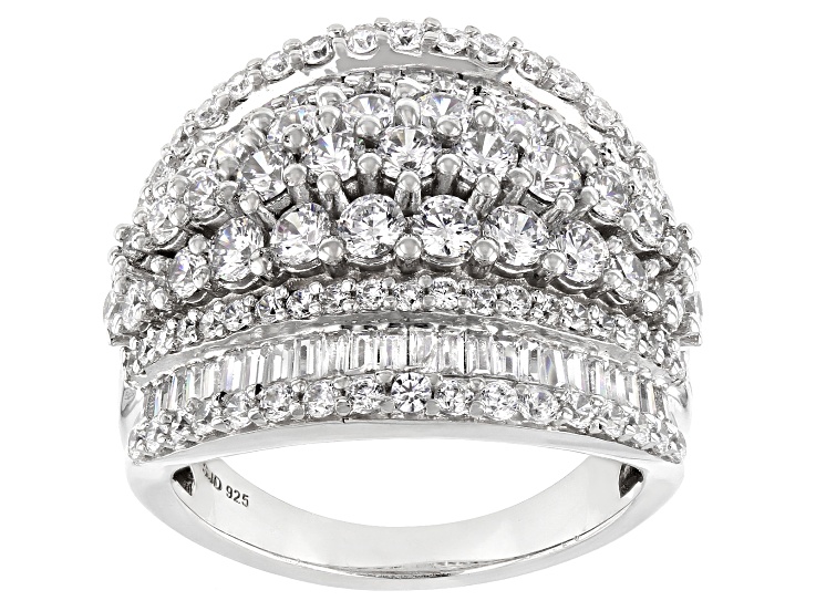 White Cubic Zirconia Rhodium Over Sterling Silver Ring 5.80ctw