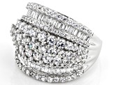 White Cubic Zirconia Rhodium Over Sterling Silver Ring 5.80ctw