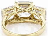 White Cubic Zirconia 18k Yellow Gold Over Sterling Silver Asscher Cut Ring 11.70ctw