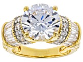 White Cubic Zirconia 18k Yellow Gold Over Sterling Silver Ring