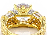 White Cubic Zirconia 18k Yellow Gold Over Sterling Silver Ring