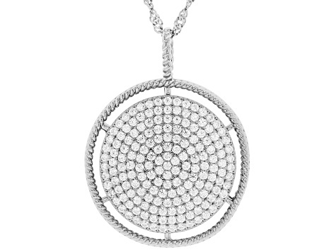 White Cubic Zirconia Rhodium Over Sterling Silver Pendant With Chain 2.08ctw