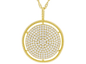 White Cubic Zirconia 18K Yellow Gold Over Sterling Silver Pendant With Chain 2.08ctw