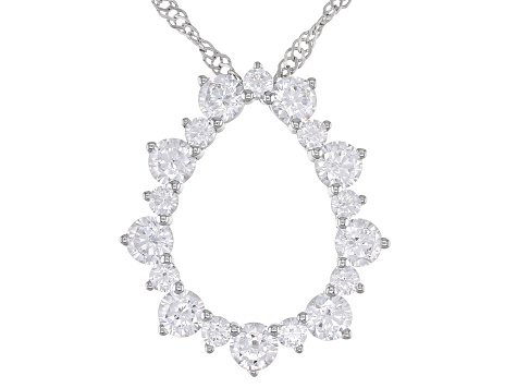 White Cubic Zirconia Rhodium Over Sterling Silver Pendant With Chain. DEW 1.8CTW