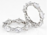 White Cubic Zirconia Rhodium Over Sterling Silver Ring Set of 2 10.42ctw