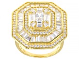 White Cubic Zirconia 18K Yellow Gold Over Sterling Silver Ring 2.99ctw