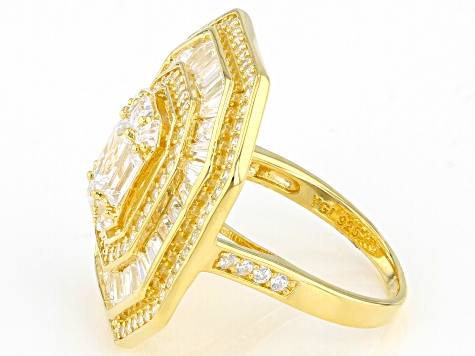 White Cubic Zirconia 18K Yellow Gold Over Sterling Silver Ring 2.99ctw