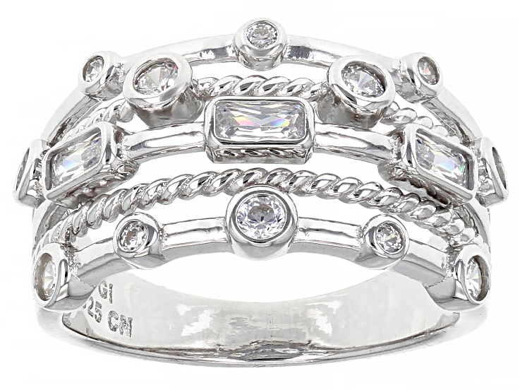 White Cubic Zirconia Rhodium Over Sterling Silver Ring 1.40ctw
