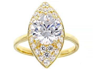 Picture of White Cubic Zirconia 18K Yellow Gold Over Sterling Silver Ring 4.40ctw