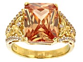 Champagne and White Cubic Zirconia 18k Yellow Gold Over Sterling Silver Ring 9.29ctw