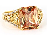 Champagne and White Cubic Zirconia 18k Yellow Gold Over Sterling Silver Ring 9.29ctw
