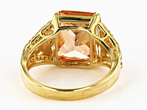 Champagne and White Cubic Zirconia 18k Yellow Gold Over Sterling Silver Ring 9.29ctw
