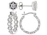 White Cubic Zirconia Rhodium Over Sterling Silver Hoop And Stud Earring Set 2.10ctw