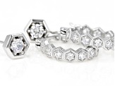 White Cubic Zirconia Rhodium Over Sterling Silver Hoop And Stud Earring Set 2.10ctw