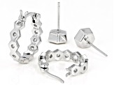 White Cubic Zirconia Rhodium Over Sterling Silver Hoop And Stud Earring Set 2.10ctw