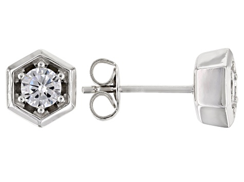 White Cubic Zirconia Rhodium Over Sterling Silver Hoop And Stud Earring Set 2.10ctw