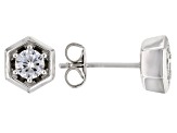 White Cubic Zirconia Rhodium Over Sterling Silver Hoop And Stud Earring Set 2.10ctw