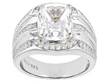 Cubic Zirconia Platinum Over Sterling Silver Ring. 6.36ctw