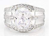 Cubic Zirconia Platinum Over Sterling Silver Ring. 6.36ctw