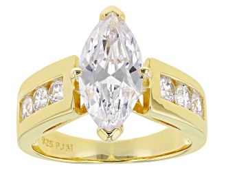 White Cubic Zirconia 18K Yellow Gold Over Sterling Silver Ring 5.00ctw