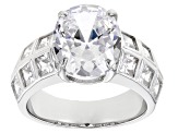 Cubic Zirconia Platinum Over Sterling Silver Ring 9.01ctw
