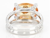Champange and White Cubic Zirconia Rhodium Over Silver Ring 10.92ctw