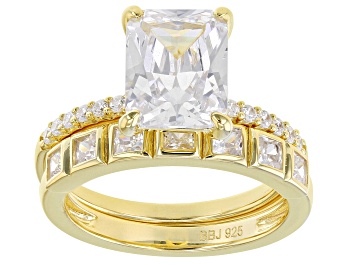 Picture of White Cubic Zirconia 18K Yellow Gold Over Sterling Silver Ring With Band (3.32ctw DEW)