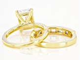 White Cubic Zirconia 18K Yellow Gold Over Sterling Silver Ring With Band (3.32ctw DEW)