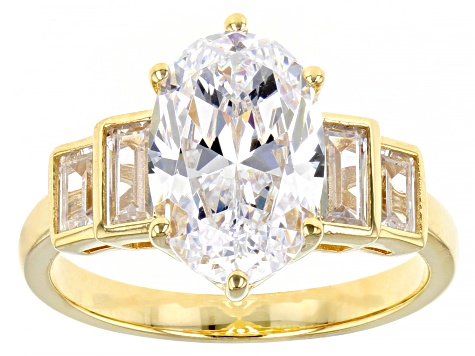 White Cubic Zirconia 18k Yellow Gold Over Sterling Silver Ring 5.75ctw