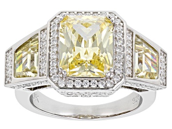Picture of Yellow And White Cubic Zirconia Rhodium Over Sterling Silver Ring (4.88ctw DEW)