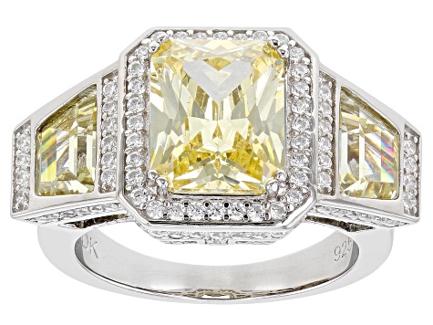 Yellow And White Cubic Zirconia Rhodium Over Sterling Silver Ring (4.88ctw DEW)