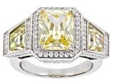 Yellow And White Cubic Zirconia Rhodium Over Sterling Silver Ring (4.88ctw DEW)