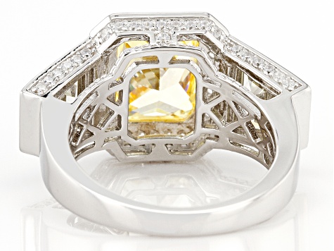 Yellow And White Cubic Zirconia Rhodium Over Sterling Silver Ring (4.88ctw DEW)